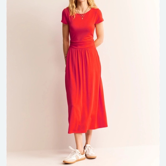 Boden Amelie Jersey Midi Dress Women’s Size 6 Regular Short Sleeve Orange Red - Picture 1 of 10